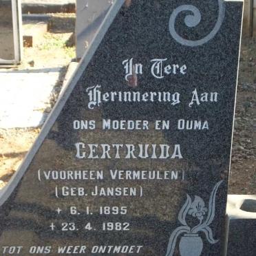BEZUIDENHOUT Gertruida voorheen VERMEULEN nee JANSEN 1895-1982