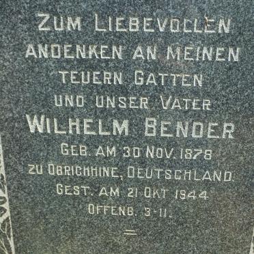 BENDER Wilhelm 1878-1944