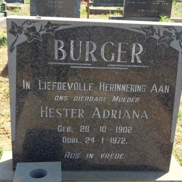 BURGER Hester Adriana 1902-1972