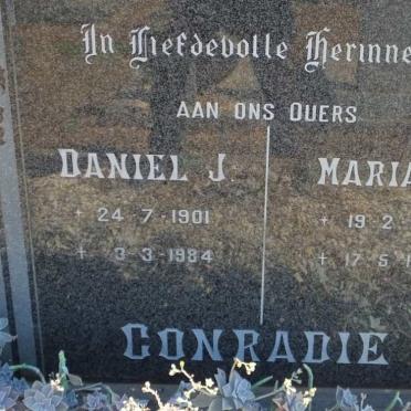 CONRADIE Daniel J. 1901-1984 &amp; Maria M. 1906-1985