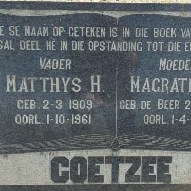 COETZEE Matthys H. 1909-1961 &amp; Magratha J. DE BEER 1911-1961