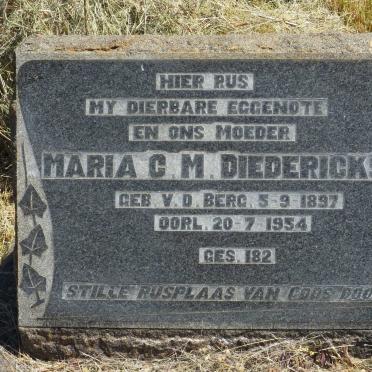 DIEDERICKS Maria C.M. nee V.D.BERG 1897-1954