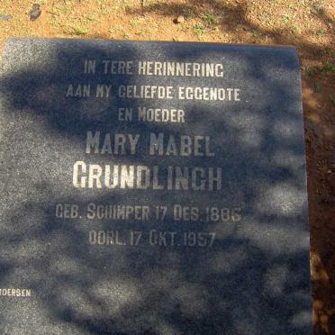 GRUNDLINGH Mary Mabel nee SCHIMPER 1885-1957