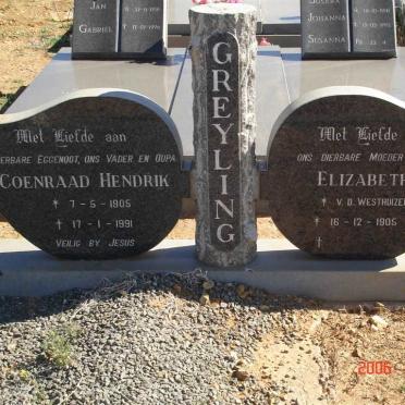 GREYLING Coenraad Hendrik 1905-1991 &amp; Elizabeth VAN DER WESTHUIZEN 1905
