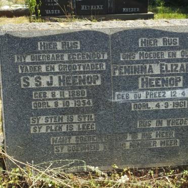 HEENOP S.S.J. 1880-1954 &amp; Peninna Elizabeth DU PREEZ 1884-1961