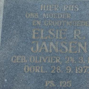 JANSEN Elsie R. nee OLIVIER 1903-1977