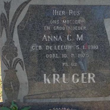 KRUGER Anna C.M. nee DE LEEUW 1910-1975