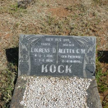 KOCK Lourens D. 1891-1976 &amp; Aletta C.M. PIETERSE -1950