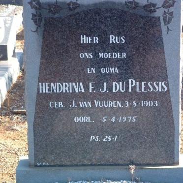 PLESSIS Hendrina F.J., du nee J. VAN VUUREN 1903-1975