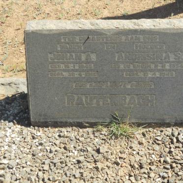 RAUTENBACH Johan A. 1845-1916 &amp; Andrisina S. DU BRUIN 1854-1948