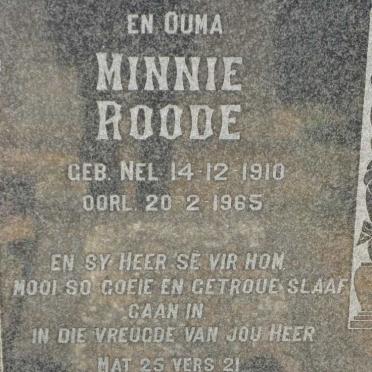 ROODE Minnie nee NEL 1910-1965
