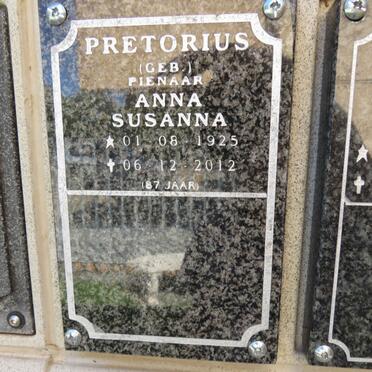 PRETORIUS Anna Susanna nee PIENAAR 1925-2012