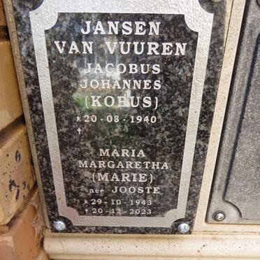 VUUREN Jacobus Johannes, Jansen van 1940- & Maria Margaretha JOOSTE 1943-2023
