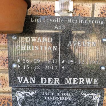 MERWE Edward Christian, van der 1937-2010 & Avelyn 1947- 