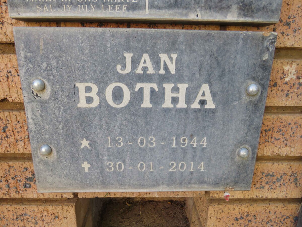 BOTHA Jan 1944-2014