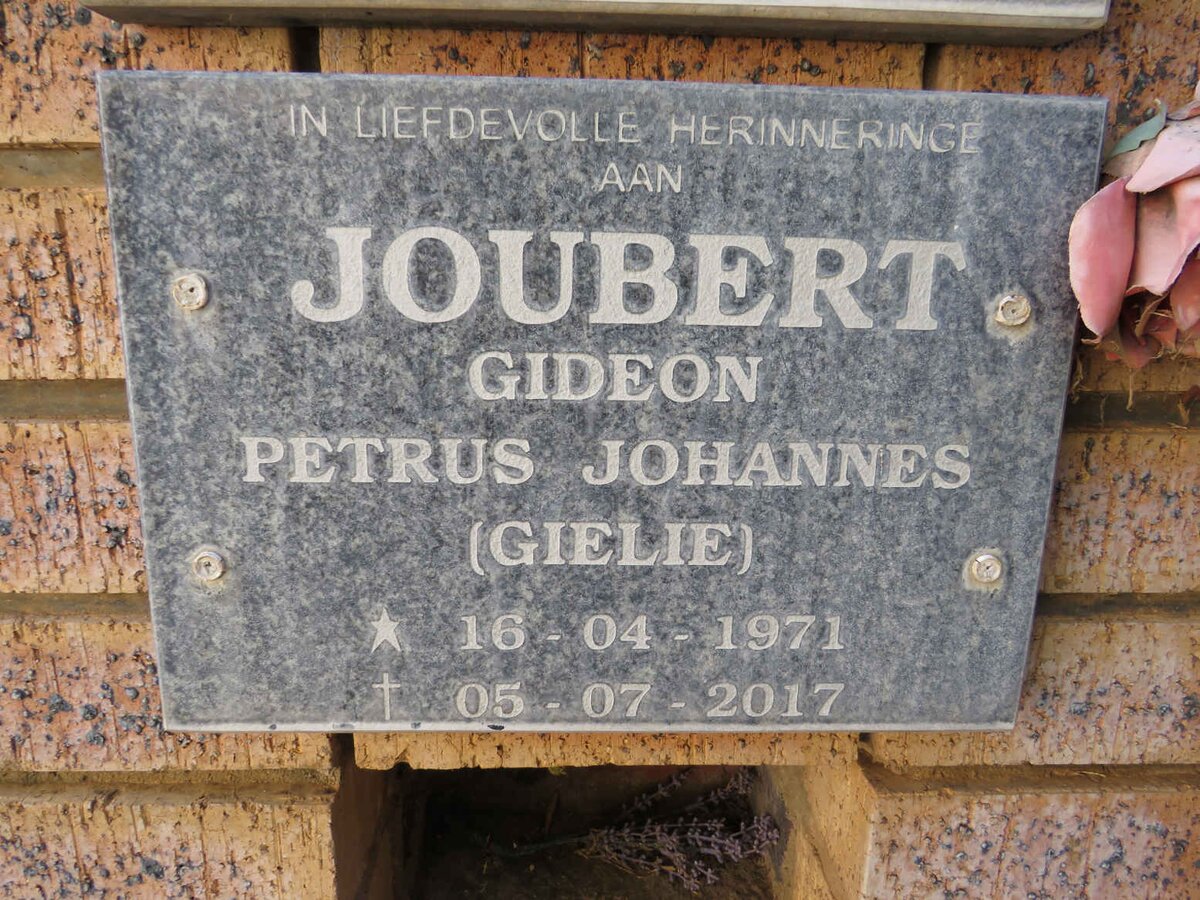 JOUBERT Gideon Petrus Johannes 1971-2017