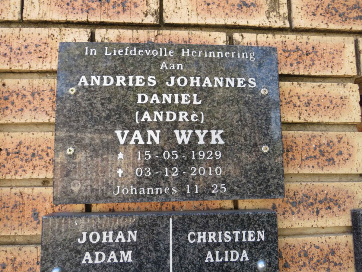 WYK Andries Johannes Daniel, van 1929-2010