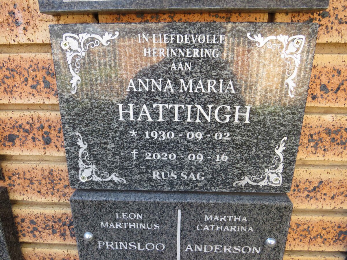 HATTINGH Anna Maria 1930-2020