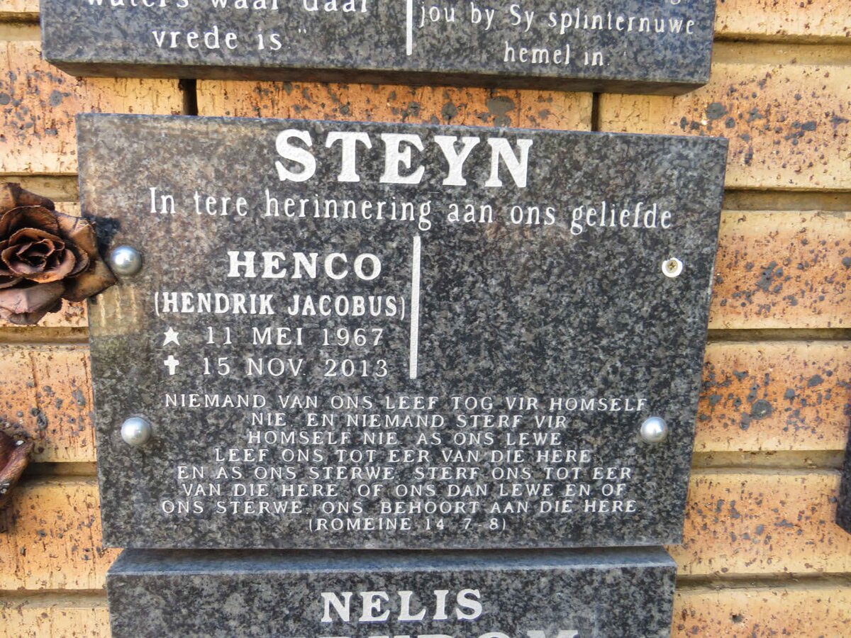STEYN Hendrik Jacobus 1967-2013