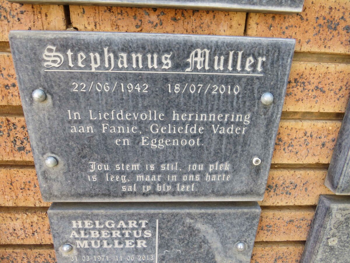 MULLER Stephanus 1942-2010