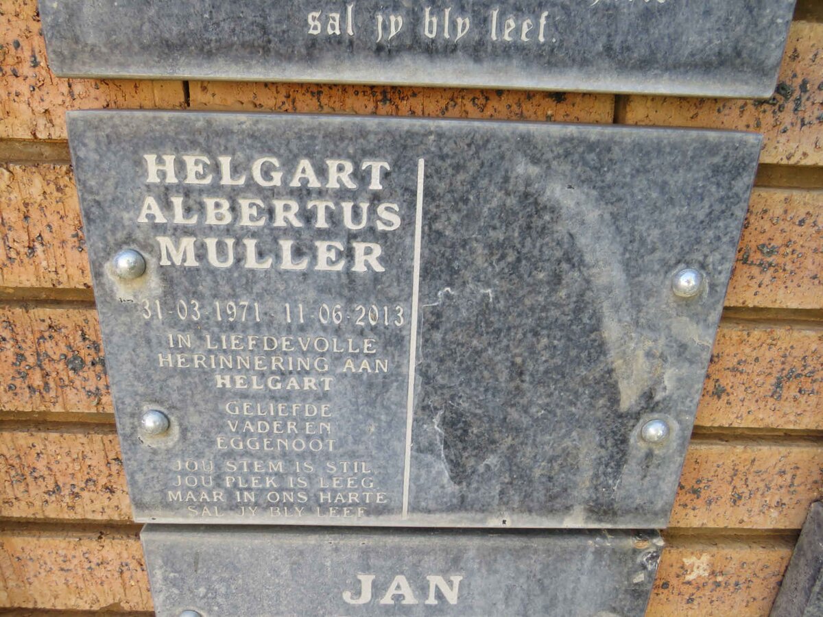 MULLER Helgart Albertus 1971-2013