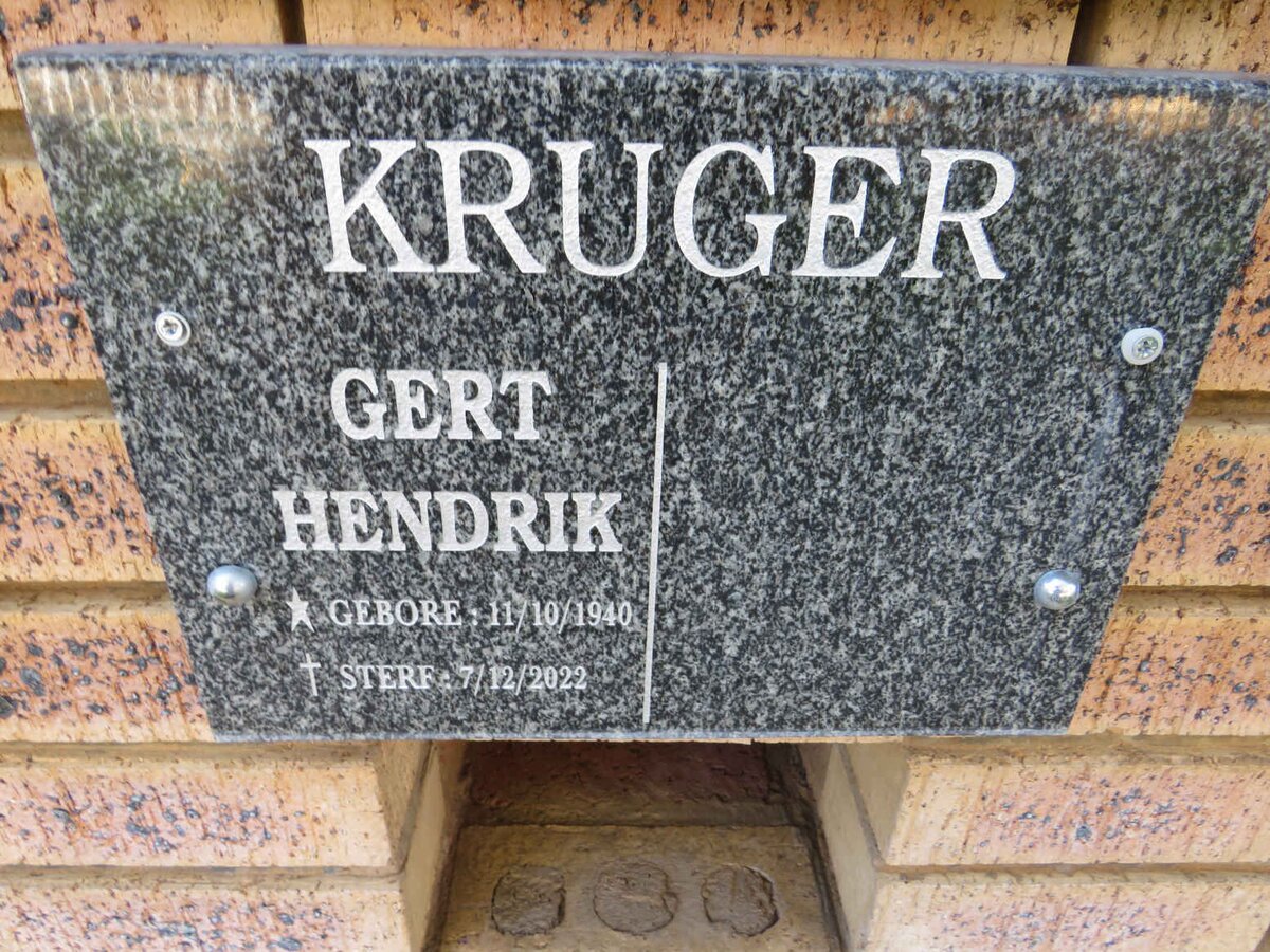 KRUGER Gert Hendrik 1940-2022