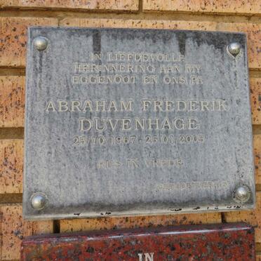 DUVENHAGE Abraham Frederik 1967-2005