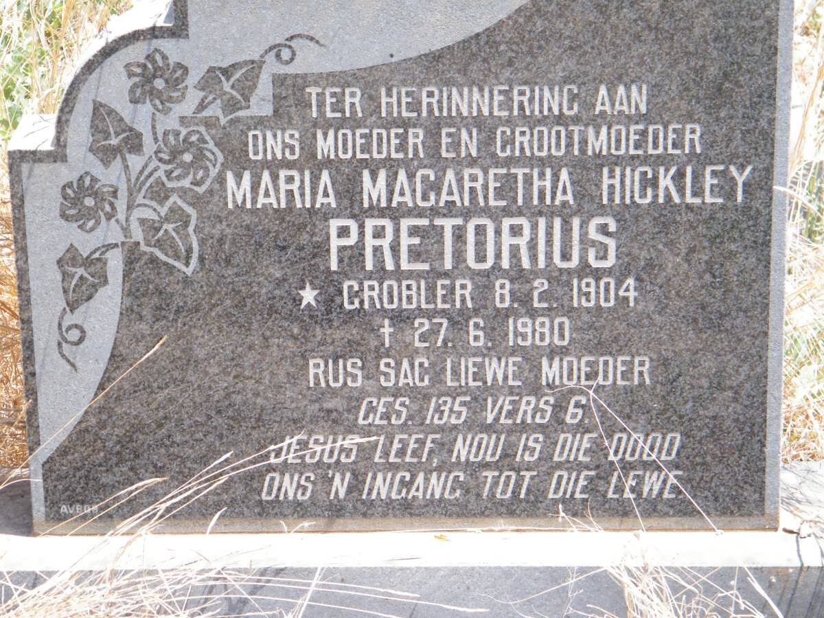 PRETORIUS Maria Magaretha Hickley nee GROBLER 1904-1980