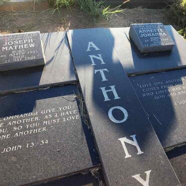 ANTHONY Joseph Mathew 1921-1994 & Annette Johanna 1926-2004