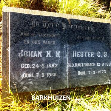 BARKHUIZEN  Johan N.W. 1882-1966 & Hester C.S. RAUTENBACH 1891-1973