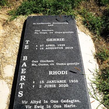 BAERTS Gerrie, te 1935-2019 & Rhodi 1938-2020