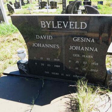 BYLEVELD David Johannes 1919-1989 & Gesina Johanna MARX 1928-2002