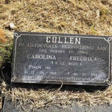 COLLEN Carolina Fredrika nee LE ROUX 1909-1992