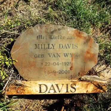 DAVIS Milly nee VAN WYK 1925-2001
