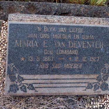 DEVENTER Maria E., van nee LOMBARD 1867-1927
