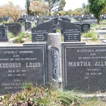 FOURIE Theodorus Louis 1883-1971 &amp; Martha Alletta SCHUTZ 1888-