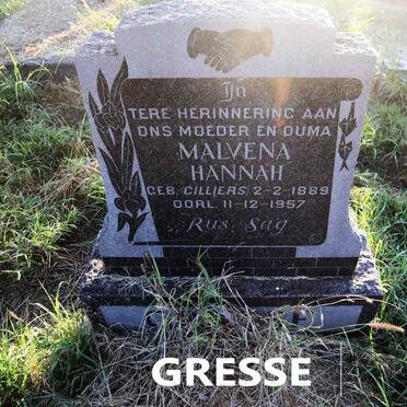 GRESSE Malvena Hannah nee CILLIERS 1889-1957