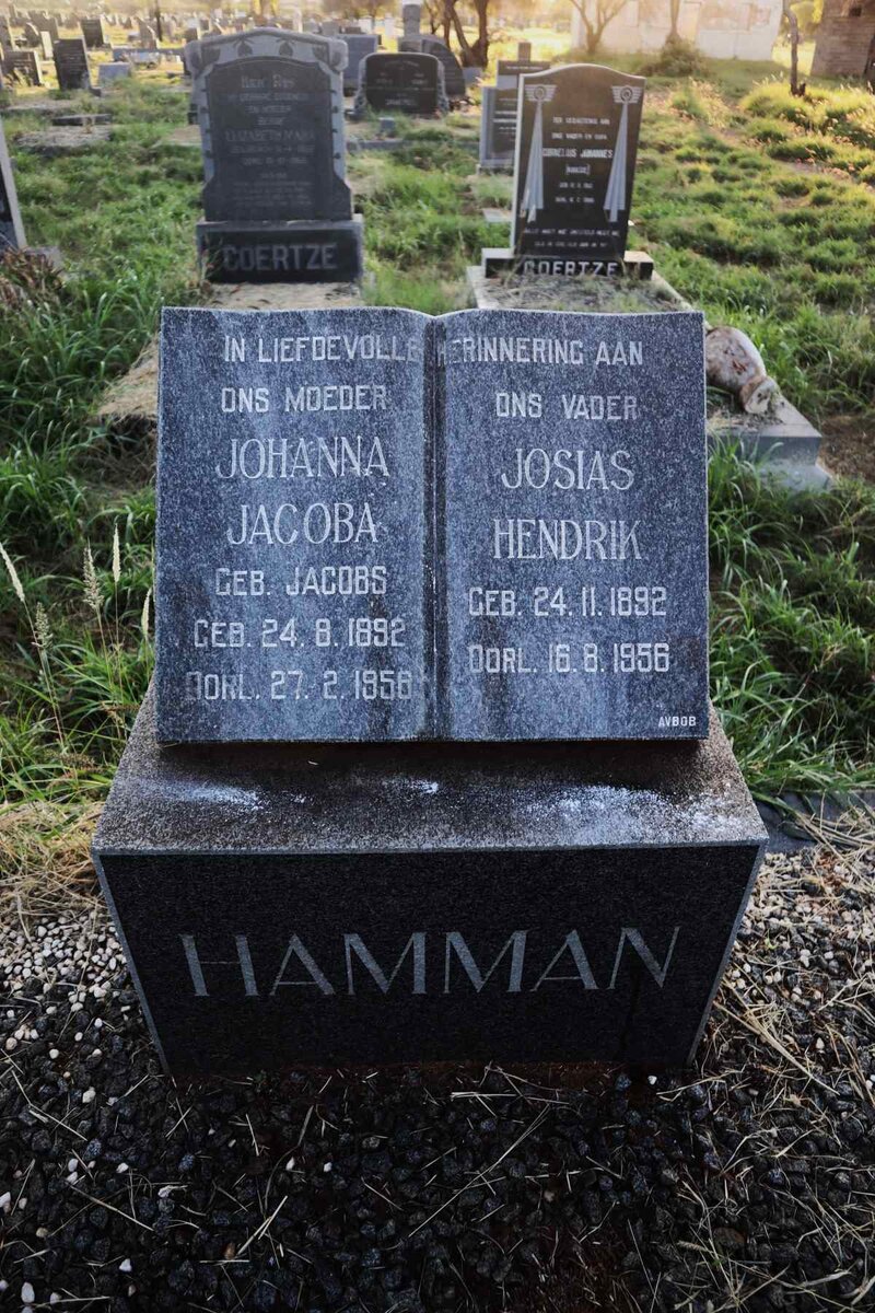 HAMMAN Josias Hendrik 1892-1956 & Johanna Jacoba JACOBS 1892-1956