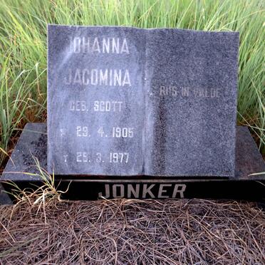 JONKER Johanna Jacomina nee SCOTT 1905-1977