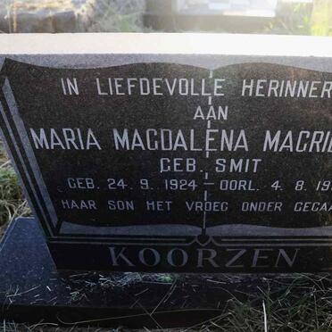 KOORZEN Maria Magdalena Magrietha nee SMIT 1924-1951