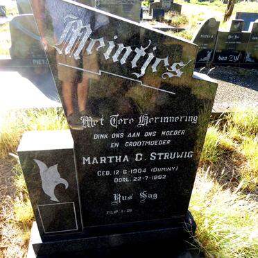 MEINTJES Martha C. voorheen STRUWIG nee DUMINY 1904-1992