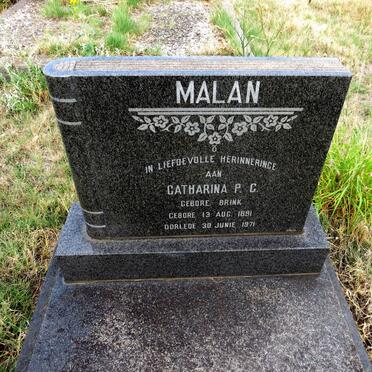 MALAN Catharina  P.G. nee BRINK 1891-1971