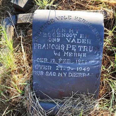 MERWE Francois Petrus, v.d. 1881-1949