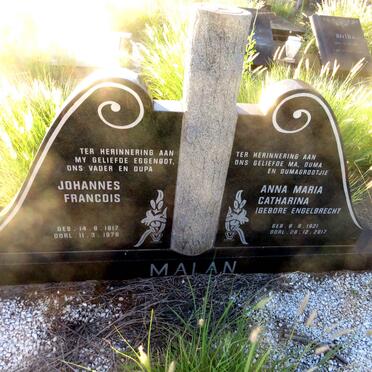 MALAN Johannes Francois 1917-1976 & Anna Maria Catharina ENGELBRECHT 1921-2017