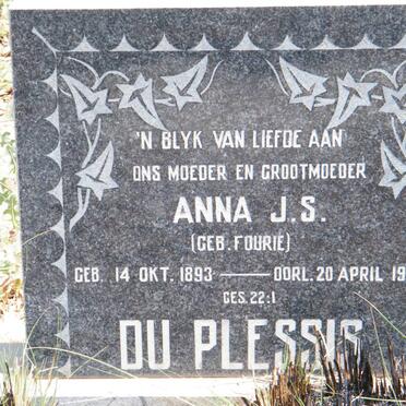 PLESSIS Anna J.S., du nee FOURIE 1893-1972