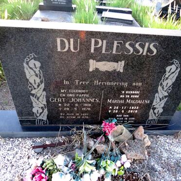 PLESSIS Gert Johannes, du 1918-1976 & Martha Magdalena 1933-2010