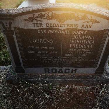 ROACH Lourens 1891-1959 & Johanna Dorothea Fredrika DU PLOOY 1887-1973