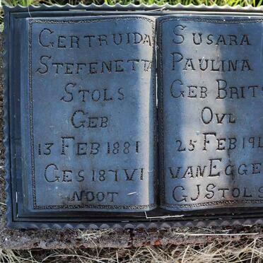 STOLS Gertruida Susara Stefenetta Paulina nee BRITS 1881-1941
