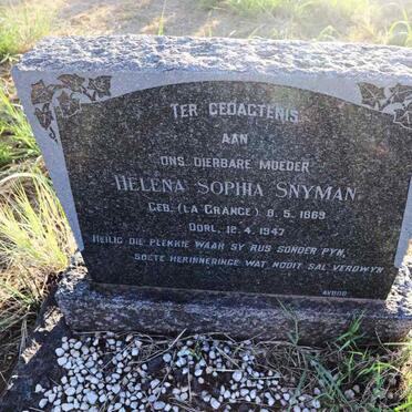 SNYMAN Helena Sophia nee LA GRANGE 1869-1947