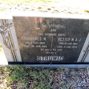 STRUWIG Johannes N. 1905-1985 & Hester M.A.J. 1912-1974